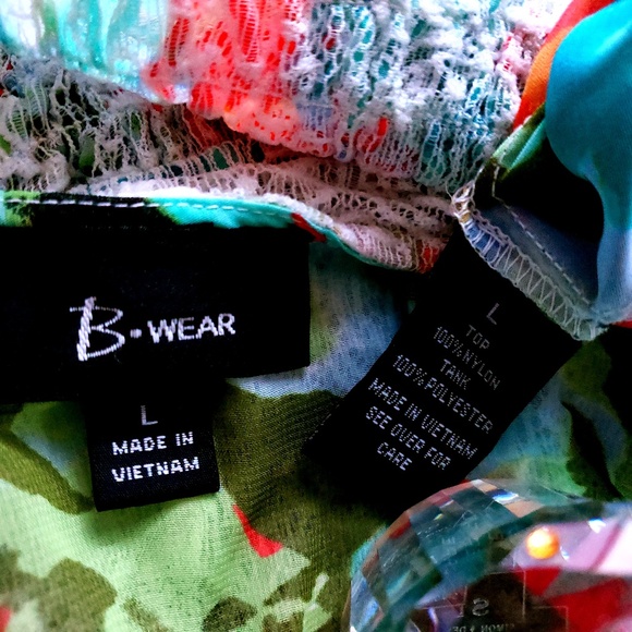 Bwear Women Top Blouse Lace Floral Size L - Picture 5 of 5